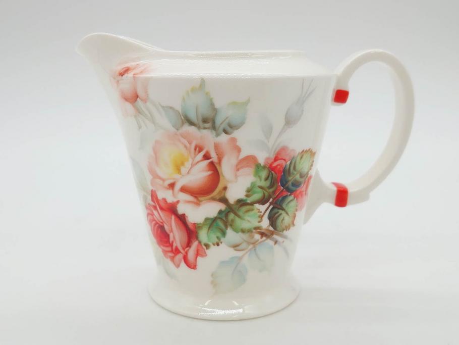 オールドノリタケ　NORITAKE　薔薇文様のデザインが上品な印象を与えるティーセット(バラ、ティーカップ&ソーサー6客、ティーポット、シュガーポット、ミルクポット、クリーマー、C&S、洋食器)(R-074867)