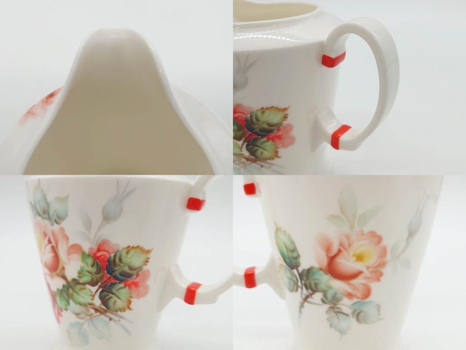 オールドノリタケ　NORITAKE　薔薇文様のデザインが上品な印象を与えるティーセット(バラ、ティーカップ&ソーサー6客、ティーポット、シュガーポット、ミルクポット、クリーマー、C&S、洋食器)(R-074867)