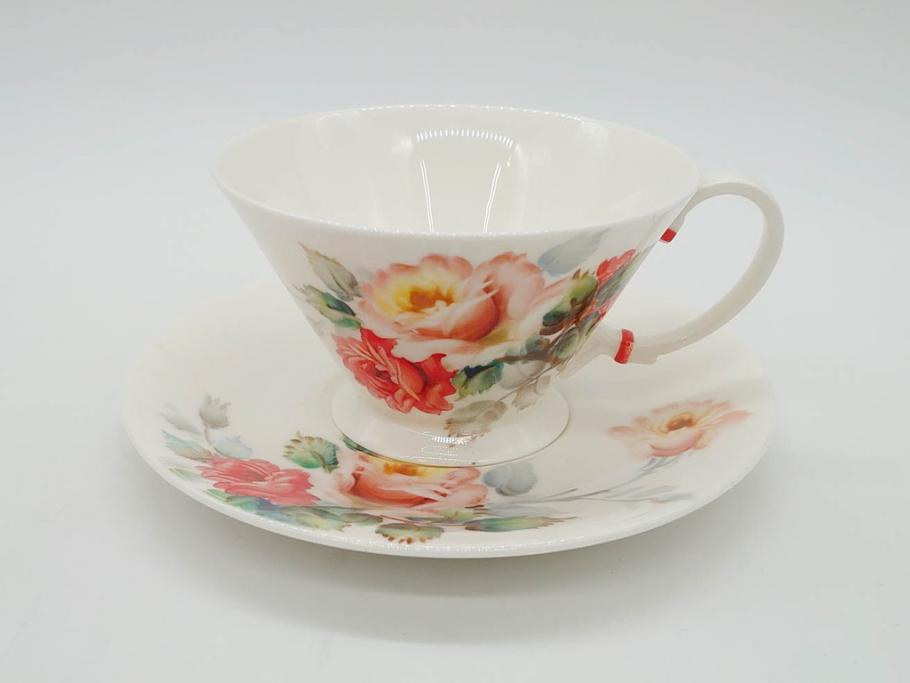 オールドノリタケ　NORITAKE　薔薇文様のデザインが上品な印象を与えるティーセット(バラ、ティーカップ&ソーサー6客、ティーポット、シュガーポット、ミルクポット、クリーマー、C&S、洋食器)(R-074867)