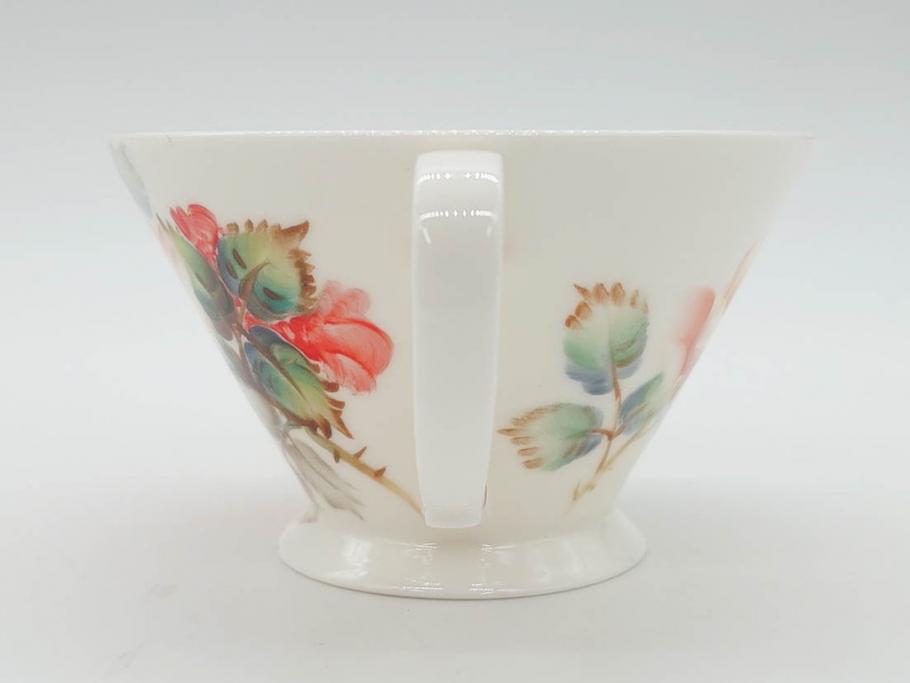 オールドノリタケ　NORITAKE　薔薇文様のデザインが上品な印象を与えるティーセット(バラ、ティーカップ&ソーサー6客、ティーポット、シュガーポット、ミルクポット、クリーマー、C&S、洋食器)(R-074867)