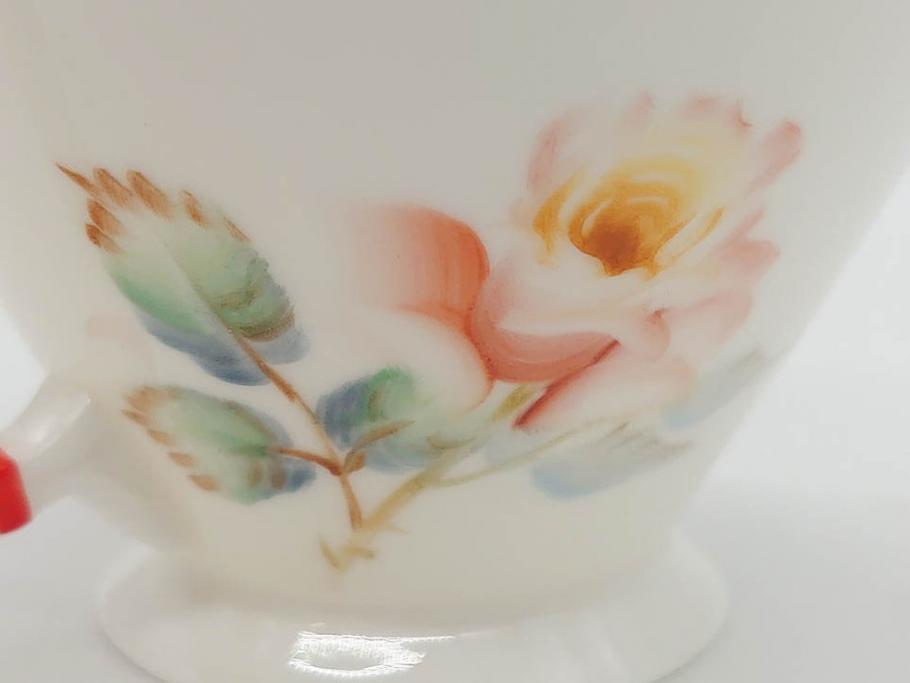 オールドノリタケ　NORITAKE　薔薇文様のデザインが上品な印象を与えるティーセット(バラ、ティーカップ&ソーサー6客、ティーポット、シュガーポット、ミルクポット、クリーマー、C&S、洋食器)(R-074867)