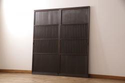【オーダー注文・受注生産商品】ラフジュ工房オリジナル　丸いステンドグラスが目を惹くクラシカルな雰囲気の引き戸2枚セット(玄関戸、引き違い戸、建具、板戸)
