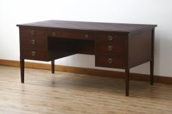 中古　神戸洋家具　メープル不二屋(MAPULE FUJIYA)　上品で洗練された佇まいが魅力の両袖デスク(両袖机、ニーホールデスク、ワークデスク、オフィスデスク、在宅用、在宅ワーク用)(定価約48万円)(R-066913)