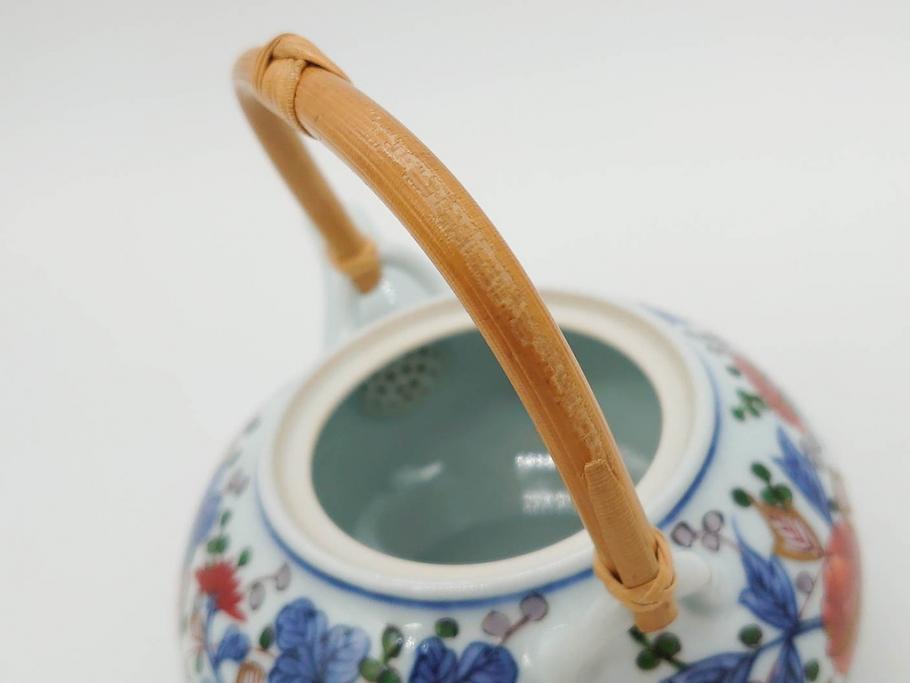 源右衛門　有田焼　古伊万里風　牡丹絵　緻密で華麗な色彩が見事な茶器セット(草花紋、金彩、土瓶、急須、湯呑み、湯飲み5客、湯のみ茶碗、蓋付、茶道具、煎茶、和食器、共箱付き、裏印)(R-080548)