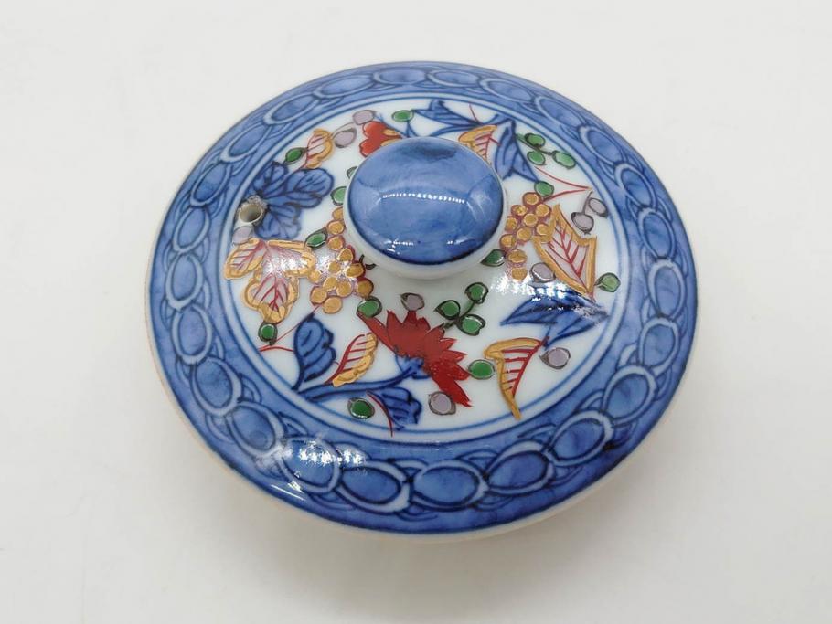 源右衛門　有田焼　古伊万里風　牡丹絵　緻密で華麗な色彩が見事な茶器セット(草花紋、金彩、土瓶、急須、湯呑み、湯飲み5客、湯のみ茶碗、蓋付、茶道具、煎茶、和食器、共箱付き、裏印)(R-080548)