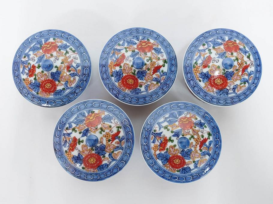 源右衛門　有田焼　古伊万里風　牡丹絵　緻密で華麗な色彩が見事な茶器セット(草花紋、金彩、土瓶、急須、湯呑み、湯飲み5客、湯のみ茶碗、蓋付、茶道具、煎茶、和食器、共箱付き、裏印)(R-080548)