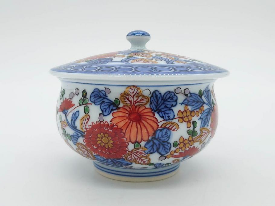 源右衛門　有田焼　古伊万里風　牡丹絵　緻密で華麗な色彩が見事な茶器セット(草花紋、金彩、土瓶、急須、湯呑み、湯飲み5客、湯のみ茶碗、蓋付、茶道具、煎茶、和食器、共箱付き、裏印)(R-080548)