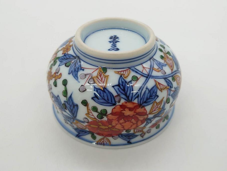 源右衛門　有田焼　古伊万里風　牡丹絵　緻密で華麗な色彩が見事な茶器セット(草花紋、金彩、土瓶、急須、湯呑み、湯飲み5客、湯のみ茶碗、蓋付、茶道具、煎茶、和食器、共箱付き、裏印)(R-080548)