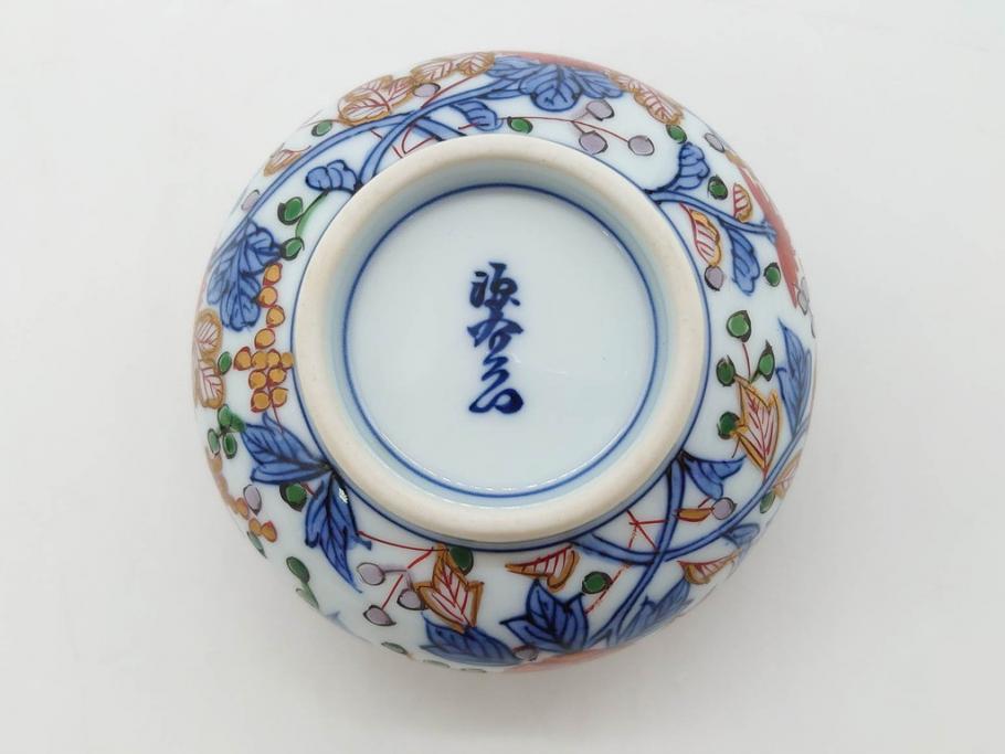 源右衛門　有田焼　古伊万里風　牡丹絵　緻密で華麗な色彩が見事な茶器セット(草花紋、金彩、土瓶、急須、湯呑み、湯飲み5客、湯のみ茶碗、蓋付、茶道具、煎茶、和食器、共箱付き、裏印)(R-080548)