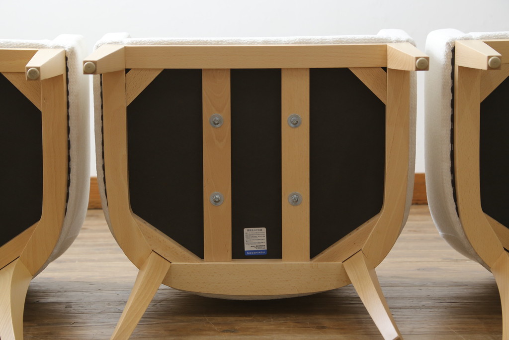 中古　短期展示品　美品　相合家具製作所(SOGOKAGU)　パルマ(PALMA)　シンプルなデザインが魅力的なアームチェア4脚セット(一人掛けソファ、1人掛けソファ、ラウンジチェア、パーソナルチェア)(R-068990)