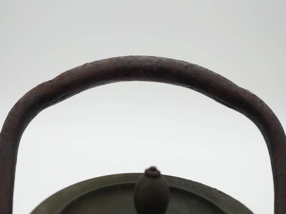 明治～大正　龍文堂造　丁寧な意匠ながらも迫力のある鉄瓶(獣口、花唐草、湯沸、湯瓶、茶道具、茶器)(R-074876)