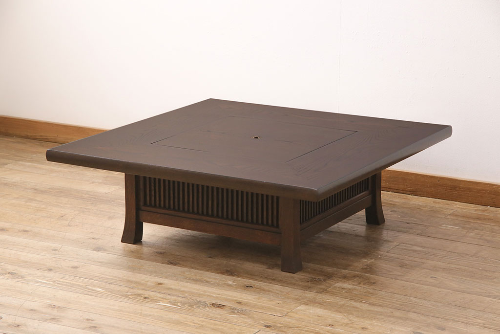 中古　九州民芸家具　小ぶりで使いやすい囲炉裏テーブル(火鉢、ローテーブル、座卓)(R-050397)