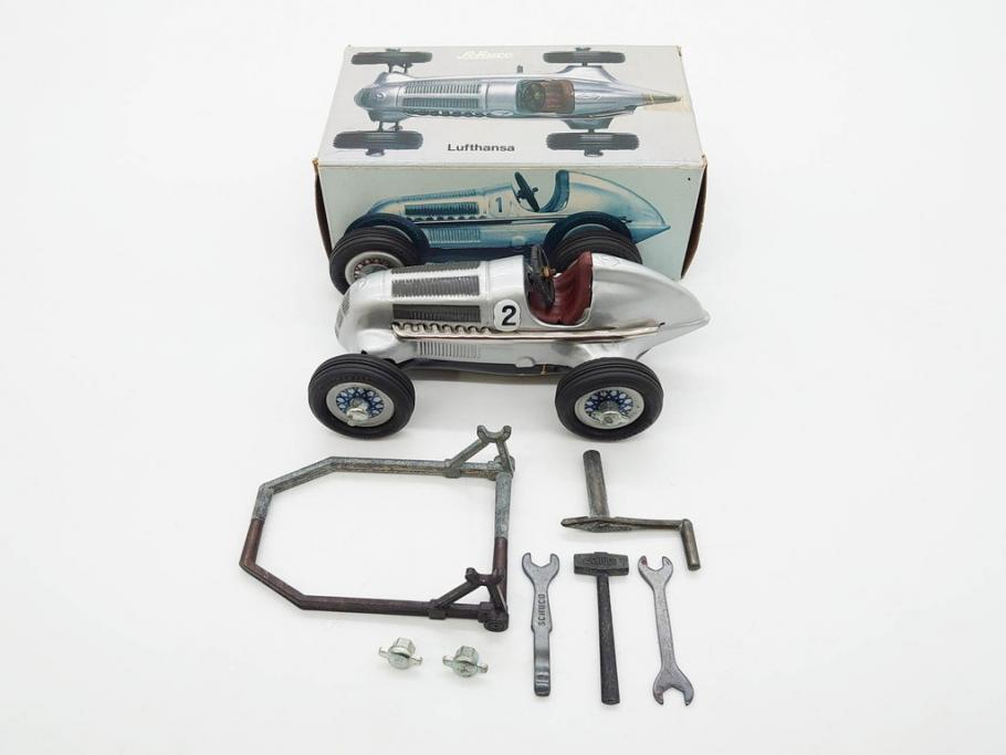 Schuco(シュコー)　Grand Prix Racer 1070　Studio 1050　Mercedes 1936　Piccolo(ピッコロ)　おもちゃ5点セット(ミニカー、Lufthansa、メルセデス、ゼンマイ、車、スポーツカー、外箱付き)(R-080762)