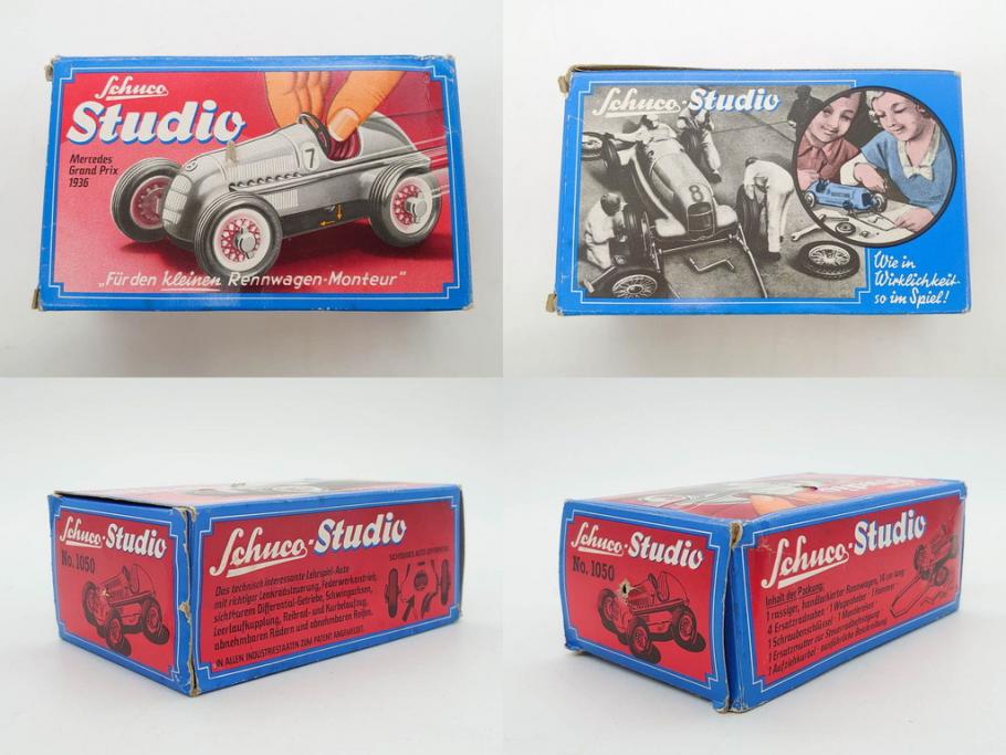 Schuco(シュコー)　Grand Prix Racer 1070　Studio 1050　Mercedes 1936　Piccolo(ピッコロ)　おもちゃ5点セット(ミニカー、Lufthansa、メルセデス、ゼンマイ、車、スポーツカー、外箱付き)(R-080762)