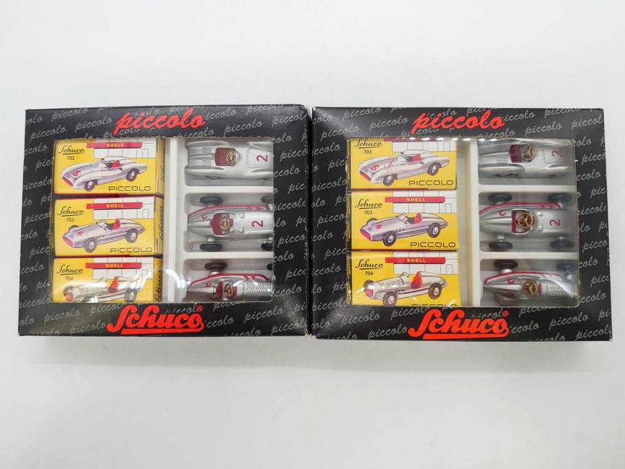 Schuco(シュコー)　Grand Prix Racer 1070　Studio 1050　Mercedes 1936　Piccolo(ピッコロ)　おもちゃ5点セット(ミニカー、Lufthansa、メルセデス、ゼンマイ、車、スポーツカー、外箱付き)(R-080762)