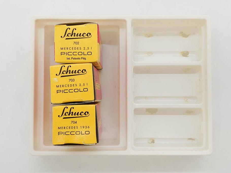 Schuco(シュコー)　Grand Prix Racer 1070　Studio 1050　Mercedes 1936　Piccolo(ピッコロ)　おもちゃ5点セット(ミニカー、Lufthansa、メルセデス、ゼンマイ、車、スポーツカー、外箱付き)(R-080762)