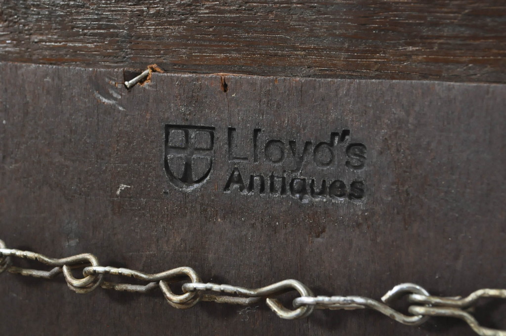イギリスアンティーク　オーク材　Lloyd's Antiques(ロイズ・アンティークス)取り扱い　シンプルながらも気品漂う鏡(ウォールミラー、壁掛け鏡、吊鏡、英国)(R-080266)