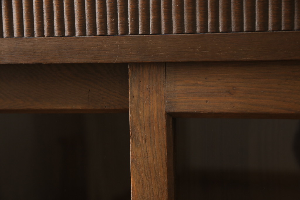 アンティーク家具　和製　昭和初期　ナラ材のおしゃれなガラス戸棚(キャビネット、収納棚、飾り棚)(R-044605)
