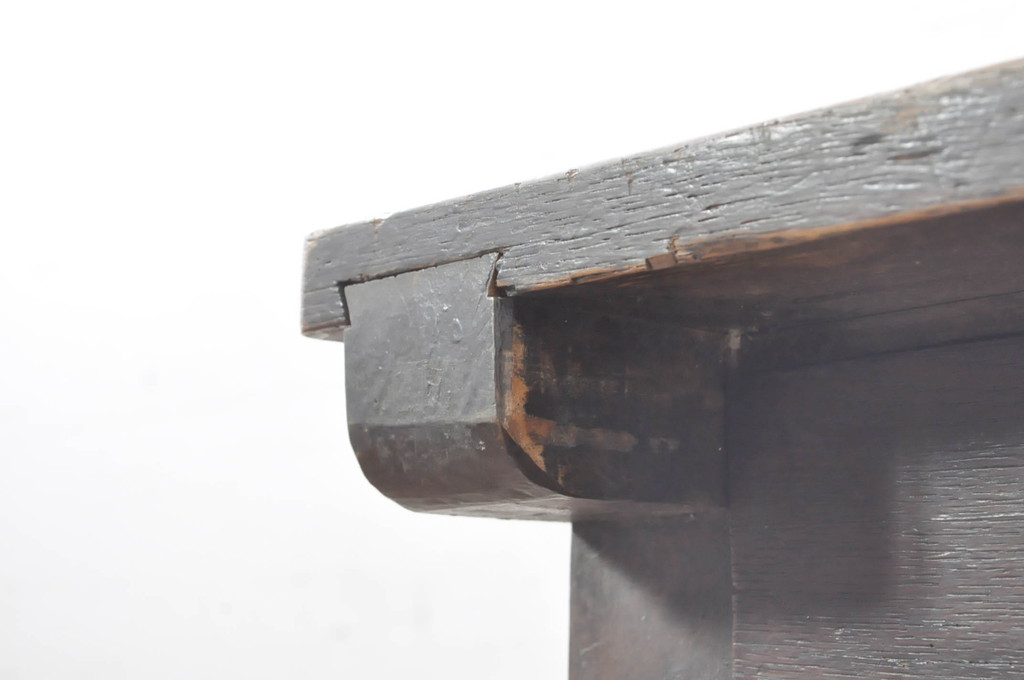 和製アンティーク　かわいい木製取っ手が目を惹くシンプルな平机(ワークデスク、在宅用、在宅ワーク用)(R-072889)