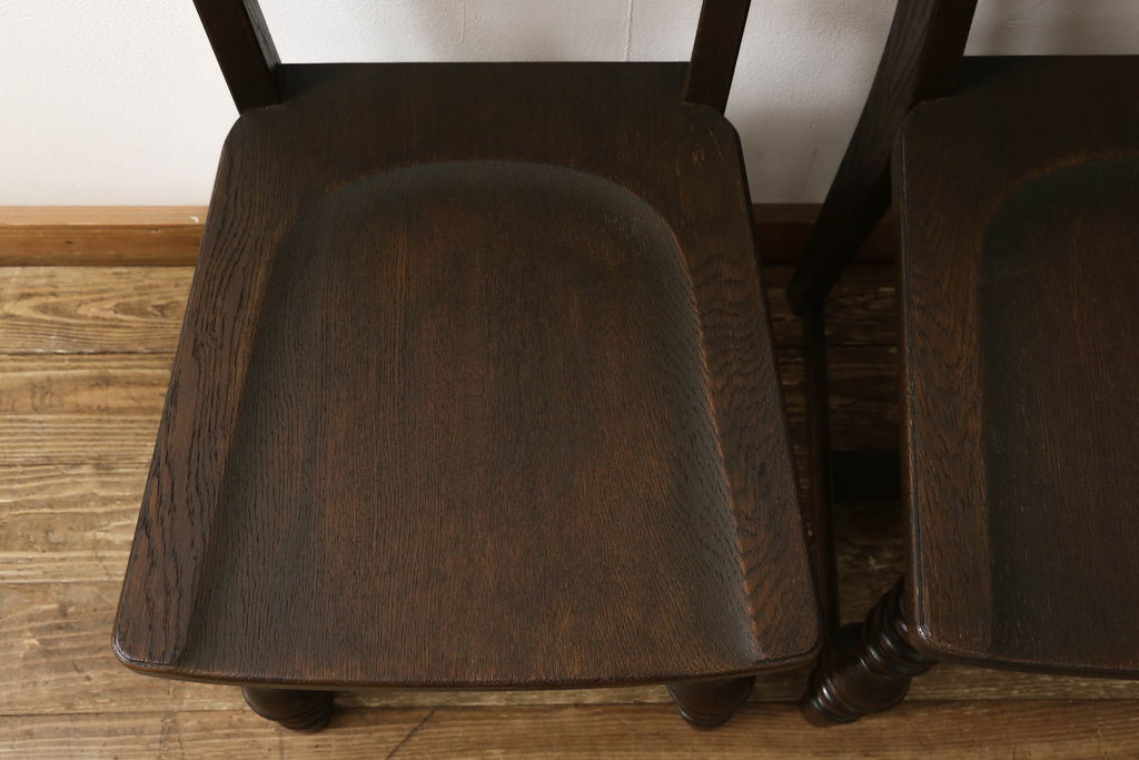 中古　永田良介商店　細やかな作り込みが目を引くチェア2脚セット(椅子、板座チェア、ダイニングチェア)(R-053335)
