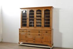 中古　美品　最高級!!　職人手作りオーダー家具　上質な作り込みの横浜ダニエル風作業台付きキャビネット(収納棚、戸棚、カップボード、食器棚)(製作費約185万円)(R-080277)