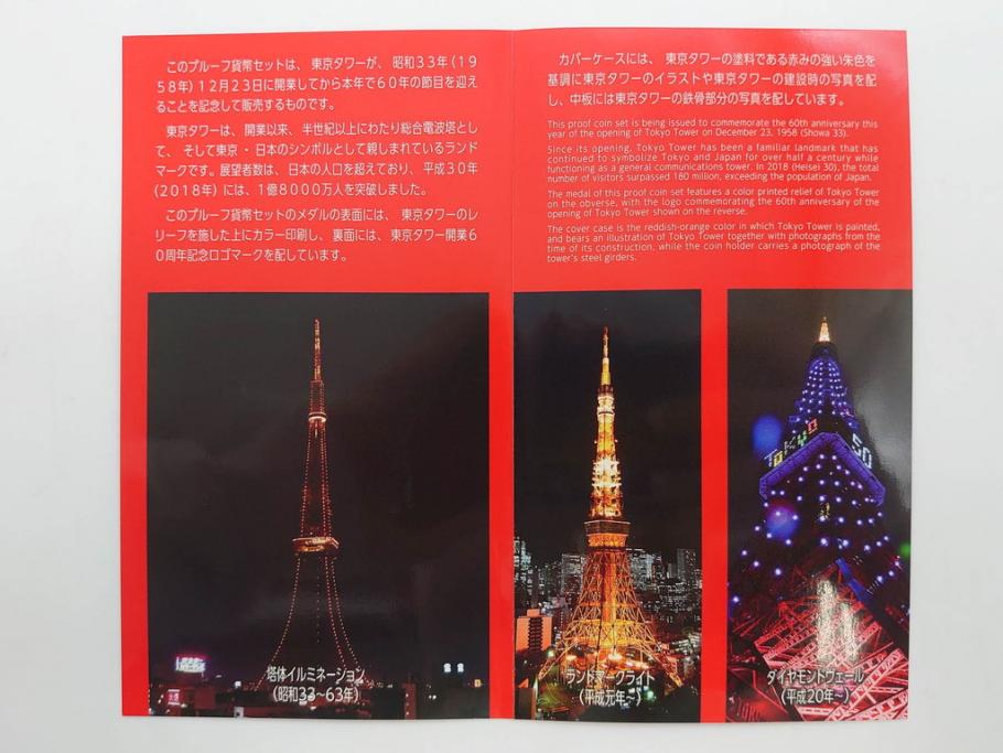 東京タワー開業60周年　造幣局　2018プルーフ貨幣セット(記念硬貨、60th Anniversary of Tokyo Tower、2018 Proof Coin Set、平成30年)(R-074815)