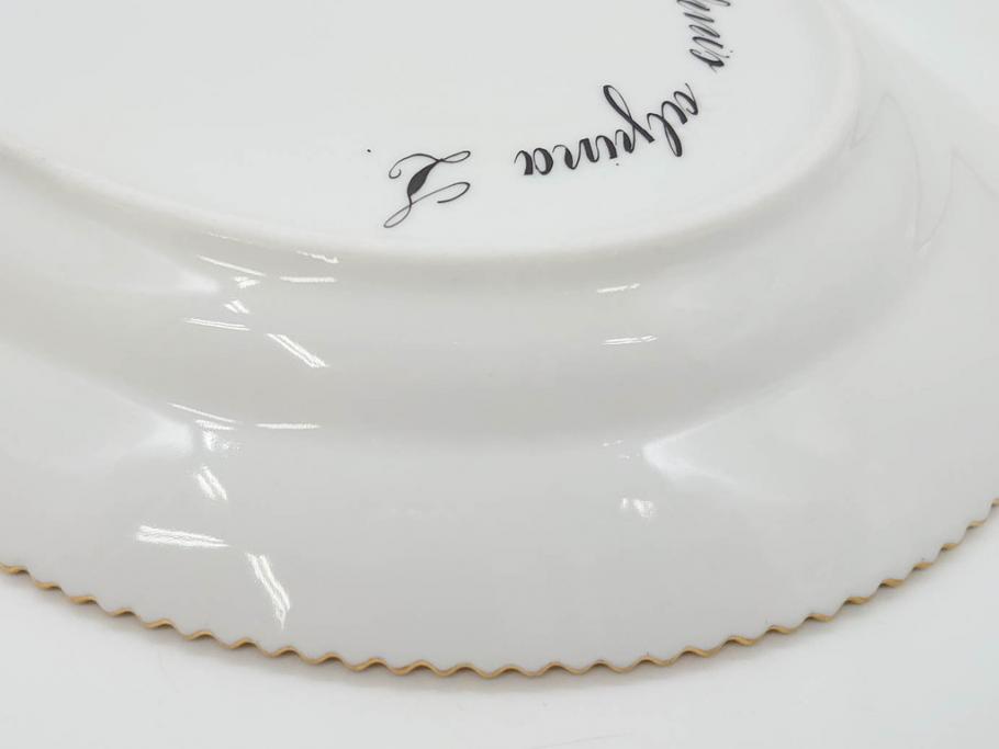 デンマーク　ROYAL COPENHAGEN(ロイヤルコペンハーゲン)　フローラダニカ　ピンクの花のデザインが可愛らしいオーバルプレート(金彩、フラワー、ディッシュ、中皿、洋食器、北欧)(R-080997)　