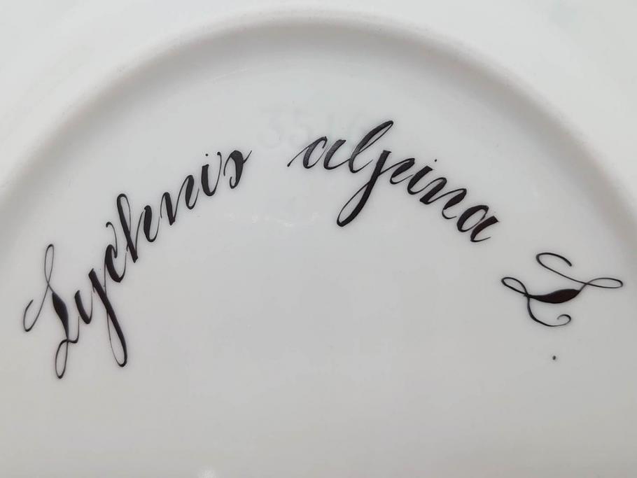 デンマーク　ROYAL COPENHAGEN(ロイヤルコペンハーゲン)　フローラダニカ　ピンクの花のデザインが可愛らしいオーバルプレート(金彩、フラワー、ディッシュ、中皿、洋食器、北欧)(R-080997)　