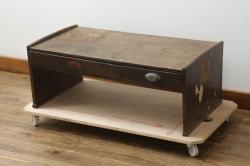 中古　イタリア輸入家具　気品あふれる上質な空間を演出する象嵌入りラウンドダイニングテーブル(ラウンドテーブル、丸テーブル)(R-057813)