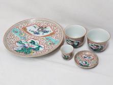 和製アンティーク　花鳥図　金彩が鮮やかな木製漆器小鉢(向付、小皿、和食器)