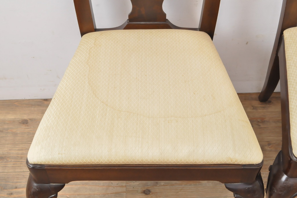 中古　DREXEL HERITAGE(ドレクセルヘリテイジ)　VINTAGE CHERRY(ビンテージチェリー)シリーズの猫脚付きチェア2脚セット(ダイニングチェア、椅子、イス)(R-056560)