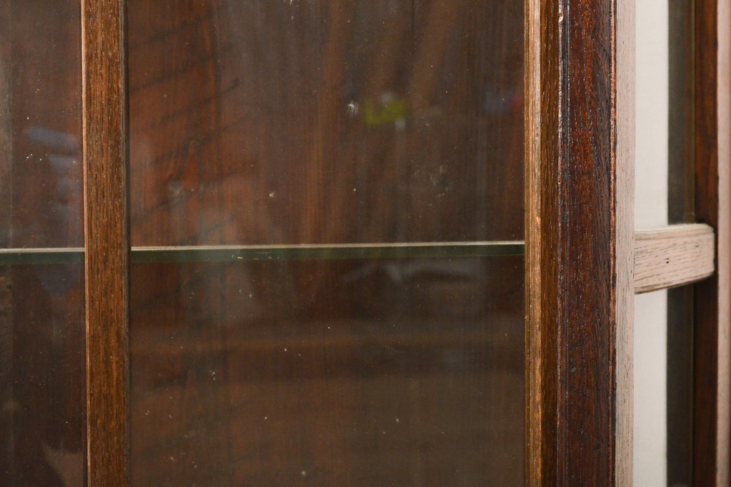 和製アンティーク　大正ロマン　小ぶりでレトロな雰囲気の台形ガラスケース(ショーケース、陳列棚、収納棚、飾り棚)(R-056386)