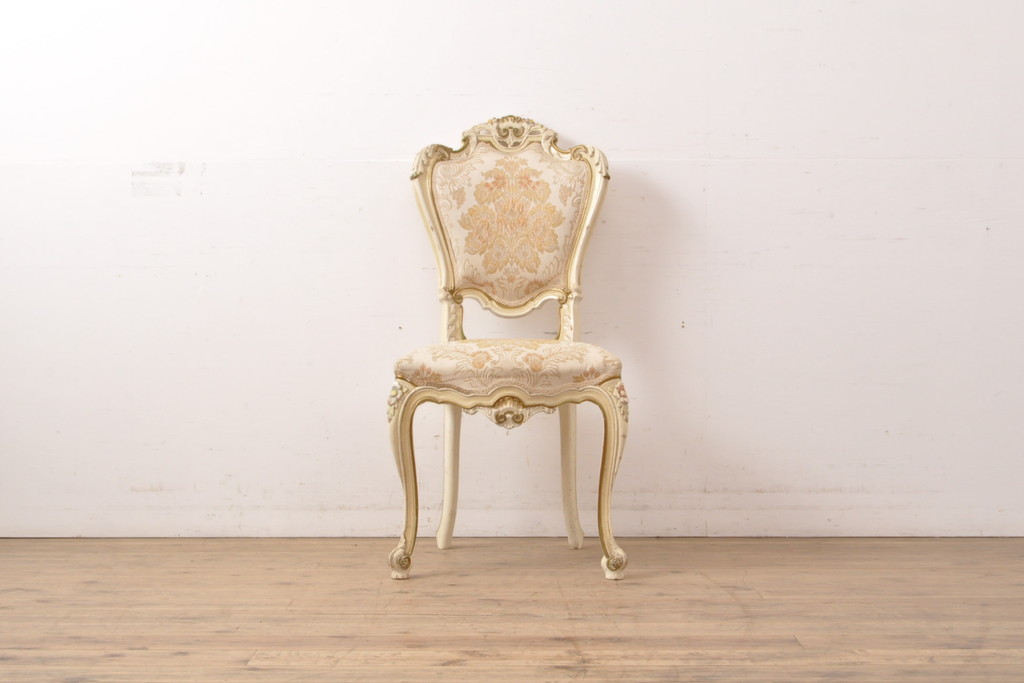 ビンテージ　ノバパルク(NOVAPLAK)　イタリア高級家具　ロココ調の優雅なデザインが印象的なダイニングチェア(椅子、イス、ヴィンテージ)(R-056574)