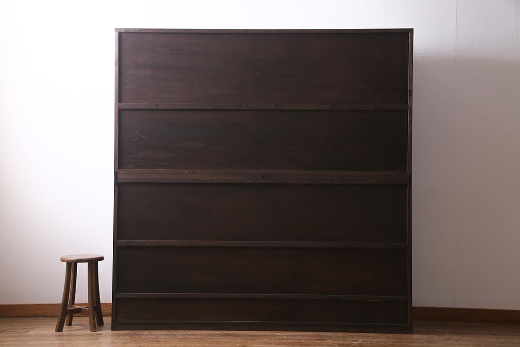 【オーダー注文・受注生産商品】ラフジュ工房オリジナル　ヒノキ無垢材・ヒバ材　当店オリジナルガラス入り　重ね戸棚(食器棚、収納棚)
