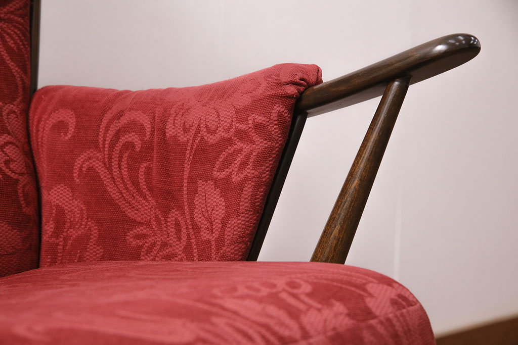 ヴィンテージ家具　ERCOL(アーコール)　エバーグリーン　エレガントな雰囲気漂う1人掛けイージーチェア(ラウンジチェア、アームチェア、椅子、ソファ、ビンテージ)(R-051665)