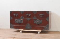 中古　美品　最高級!!　職人手作りオーダー家具　上質な作り込みの横浜ダニエル風作業台付きキャビネット(収納棚、戸棚、カップボード、食器棚)(製作費約185万円)(R-080277)
