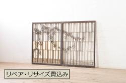 【セミオーダー家具実例】組子欄間に高品質リペアを施しました。設置場所に合わせてリサイズし、組子の両面にクリアガラスを取り付け、クリアワックス仕上げを施しました。(明り取り、明かり取り、建具)