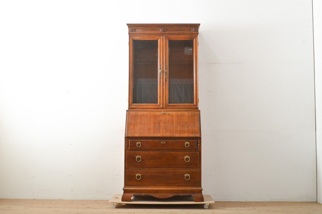 中古　美品　DREXEL HERITAGE(ドレクセルヘリテイジ)　意外とレア!　マホガニー材製ビューローブックケース(デスク、机、本棚、本箱、収納棚、在宅用、在宅ワーク)(R-056908)