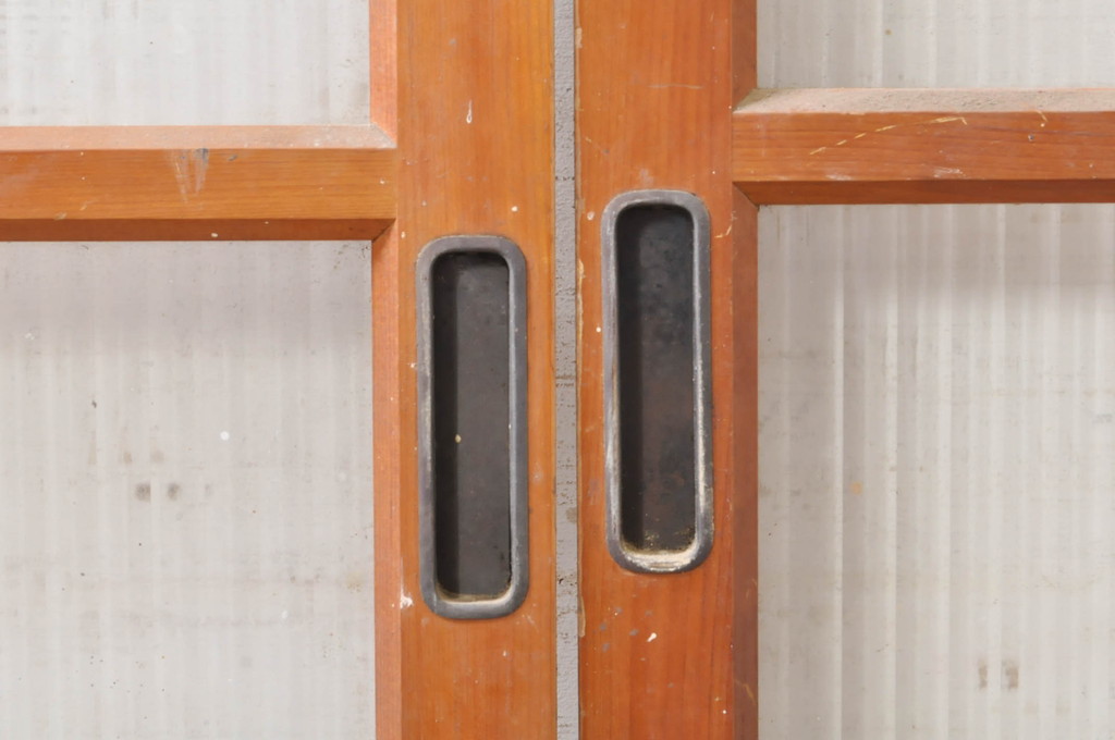 アンティーク建具　ノスタルジックな雰囲気漂うガラス戸3枚セット(引き戸)(R-073568)