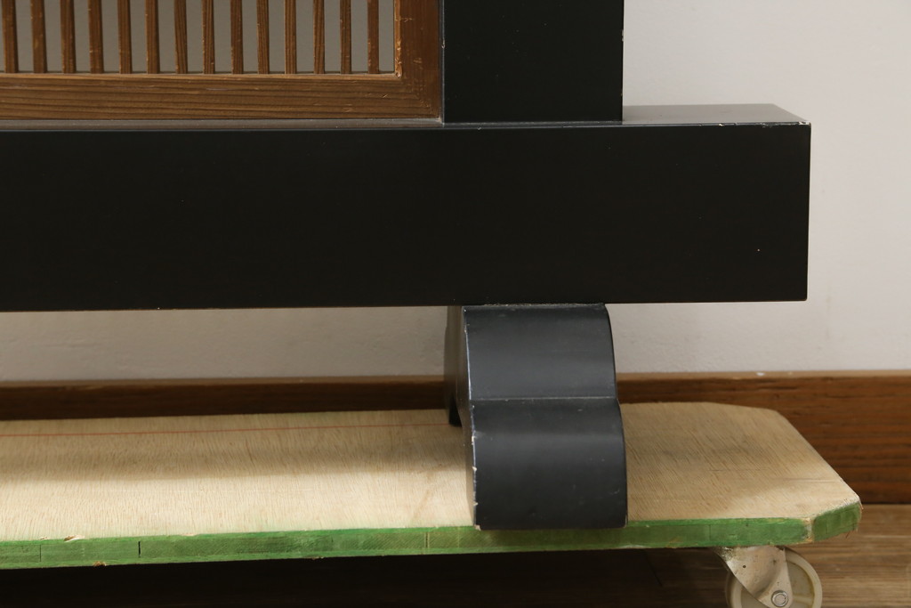 和製ビンテージ　美品!!　大迫力!!　秀峰作　緻密な龍と牡丹(ボタン)の彫刻が目を惹く衝立て(パーテーション、衝い立て、つい立て、間仕切り、ヴィンテージ)(製作費約200万円)(R-081254)
