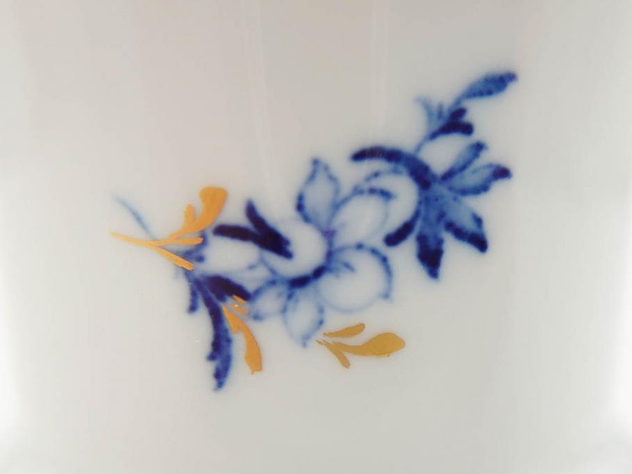ドイツ　マイセン　Meissen　金彩　ブルーフラワー　青い花と昆虫　藍色の濃淡で表現されたデザインが素敵なベース&小物入れ(花瓶、ミニベース、花入れ、蓋物、ボンボニエール、キャンディーポット)(R-074977)