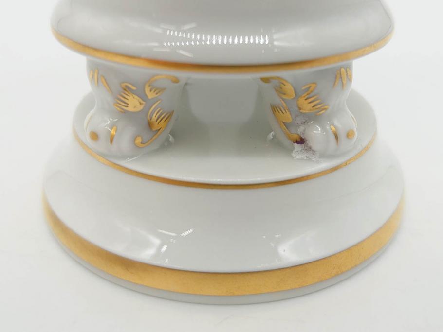 ドイツ　マイセン　Meissen　金彩　ブルーフラワー　青い花と昆虫　藍色の濃淡で表現されたデザインが素敵なベース&小物入れ(花瓶、ミニベース、花入れ、蓋物、ボンボニエール、キャンディーポット)(R-074977)