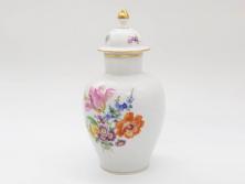 ドイツ　マイセン　Meissen　ベーシックフラワー　五つ花　蓋付　約22cm　鮮やかな花達が空間に華やぎをもたらすフラワーベース(花瓶、花入れ、飾り壺、壷、花器)(R-074978)