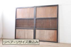 アンティーク建具　大正昭和初期　杉材一枚板　凝ったつくりの木製ドア(扉)(R-044933)