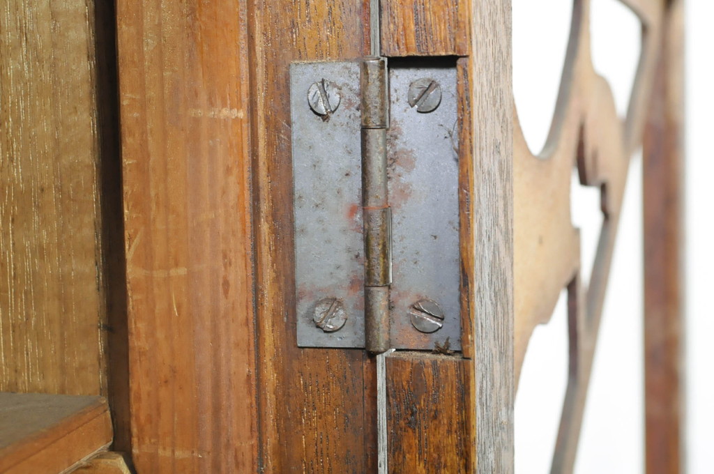 和製アンティーク　古い栓材の透かし彫り本箱(ブックケース、収納棚、戸棚、飾り棚、サイドキャビネット)(R-072788)