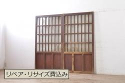 アンティーク建具　落ち着いた和の空間を演出する横浅付き引き戸1枚(板戸、帯戸、舞良戸)(R-071609)