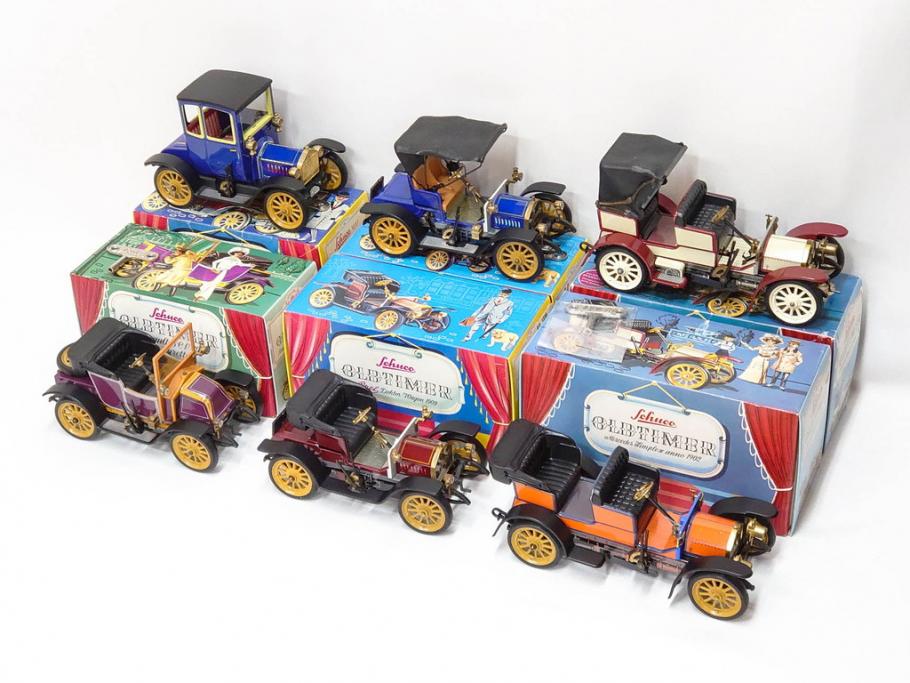 Schuco(シュコー)　OLD TIMER　Ford COUPET 1917 Renault 6cv/1911(1227、1230、1229、1228、ゼンマイ)　Mercedes SIMPLEX 32PS/1902 Opel DOKTORWAGEN 4/8PS 1909 おもちゃ6点セット(フォード、ルノー、メルセデス、オペル、オールドタイマー、玩具、車、外箱付き)(R-080763)