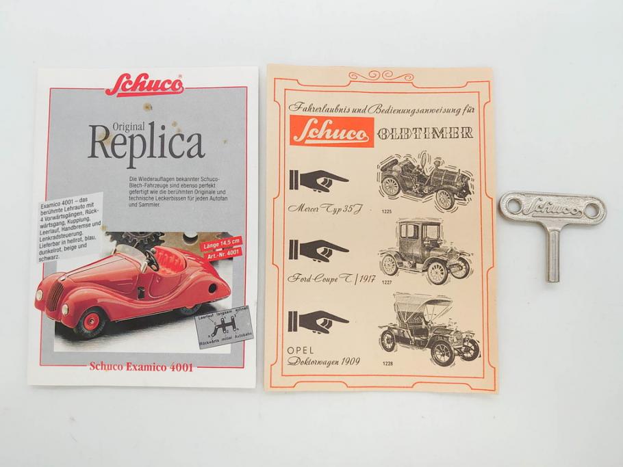 Schuco(シュコー)　OLD TIMER　Ford COUPET 1917 Renault 6cv/1911(1227、1230、1229、1228、ゼンマイ)　Mercedes SIMPLEX 32PS/1902 Opel DOKTORWAGEN 4/8PS 1909 おもちゃ6点セット(フォード、ルノー、メルセデス、オペル、オールドタイマー、玩具、車、外箱付き)(R-080763)