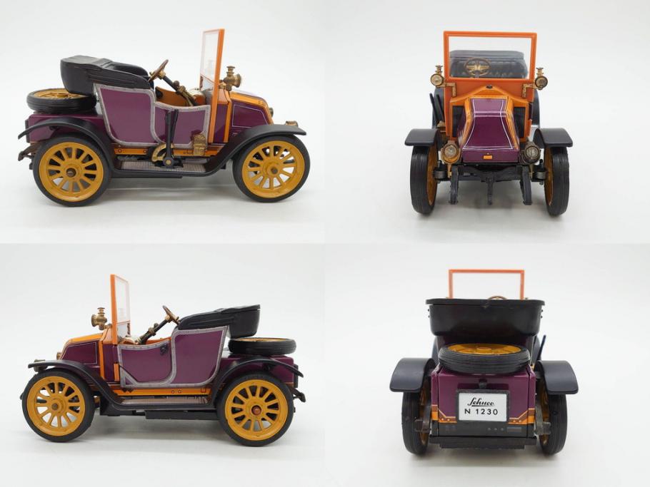 Schuco(シュコー)　OLD TIMER　Ford COUPET 1917 Renault 6cv/1911(1227、1230、1229、1228、ゼンマイ)　Mercedes SIMPLEX 32PS/1902 Opel DOKTORWAGEN 4/8PS 1909 おもちゃ6点セット(フォード、ルノー、メルセデス、オペル、オールドタイマー、玩具、車、外箱付き)(R-080763)