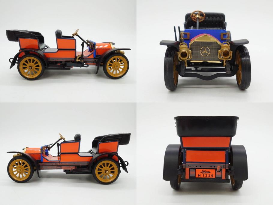 Schuco(シュコー)　OLD TIMER　Ford COUPET 1917 Renault 6cv/1911(1227、1230、1229、1228、ゼンマイ)　Mercedes SIMPLEX 32PS/1902 Opel DOKTORWAGEN 4/8PS 1909 おもちゃ6点セット(フォード、ルノー、メルセデス、オペル、オールドタイマー、玩具、車、外箱付き)(R-080763)